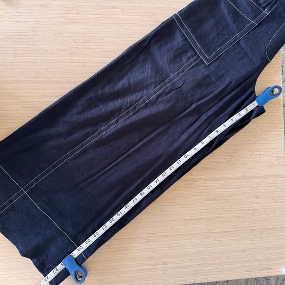 Maeve Black Wide Leg Pants with White Stitching - Picture 6 of 6